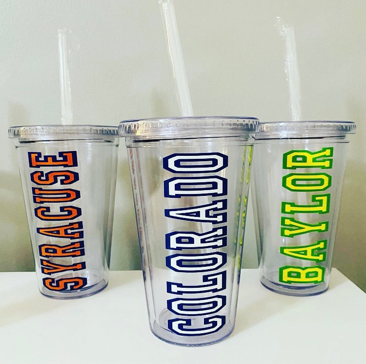 College Acrylic Tumbler w/Varsity Lettering
