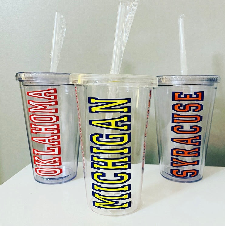 College Acrylic Tumbler w/Varsity Lettering