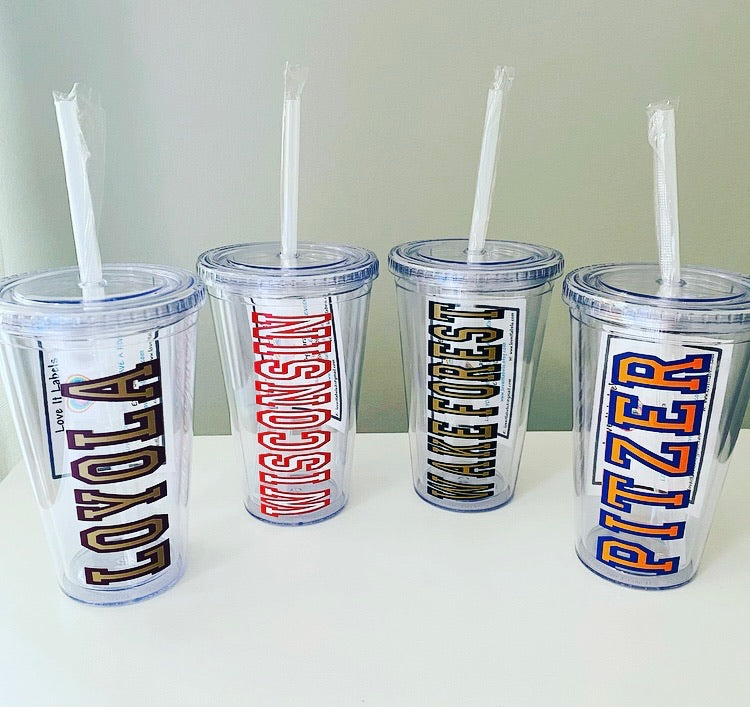College Acrylic Tumbler w/Varsity Lettering