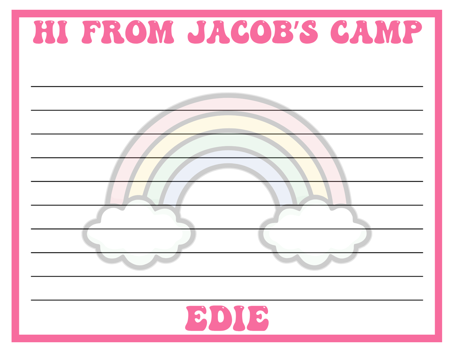 Hi From Camp Stationery - Create Your Own - 20 Cards