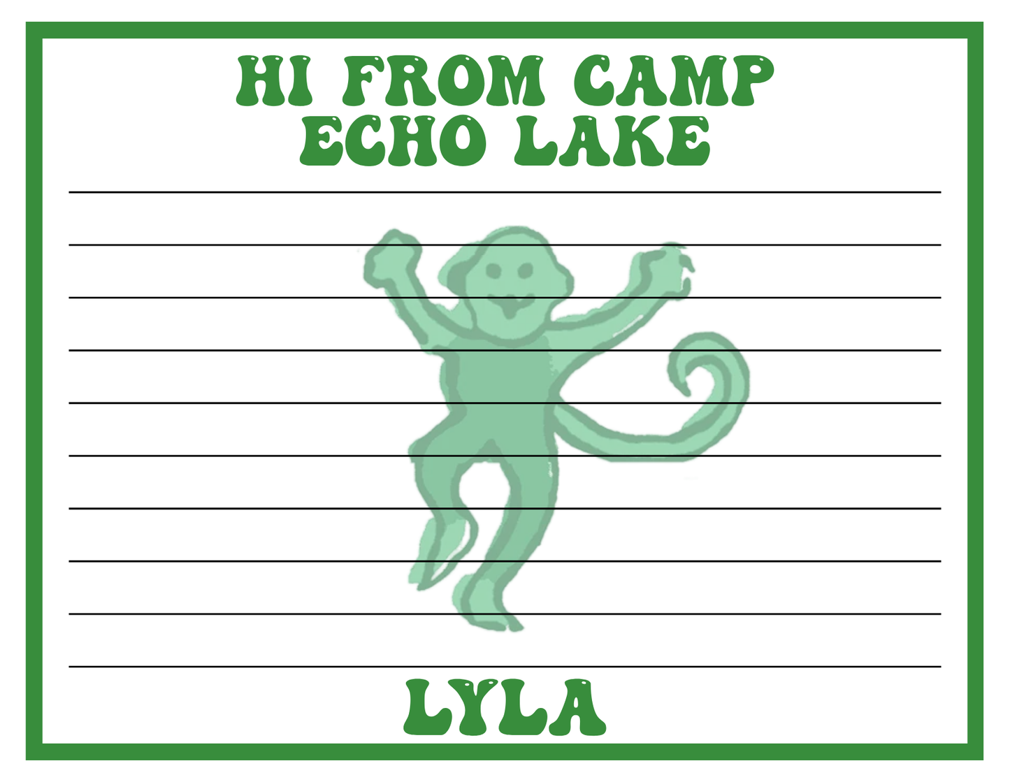Hi From Camp Stationery - Create Your Own - 20 Cards