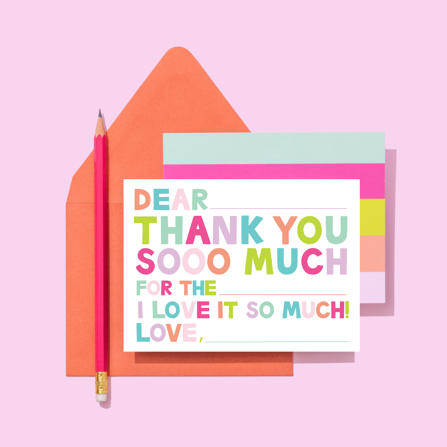 Kids Fill In Thank You Notes - Pinks
