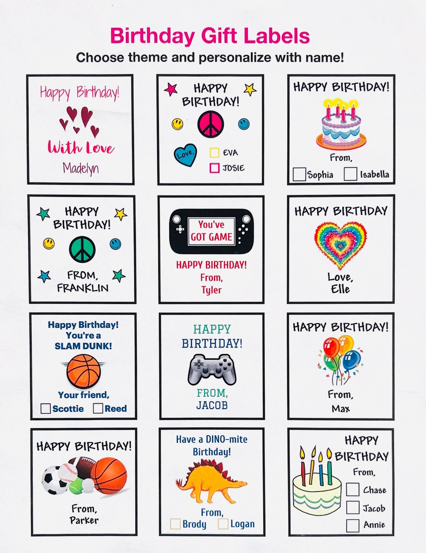 Birthday Gift Labels